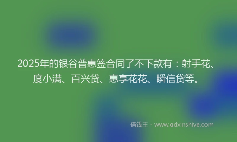 2025年的银谷普惠签合同了不下款有：射手花、度小满、百兴贷、惠享花花、瞬信贷等。