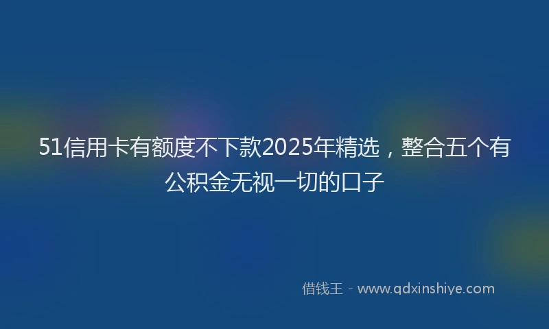 51信用卡有额度不下款2025年精选，整合五个有公积金无视一切的口子