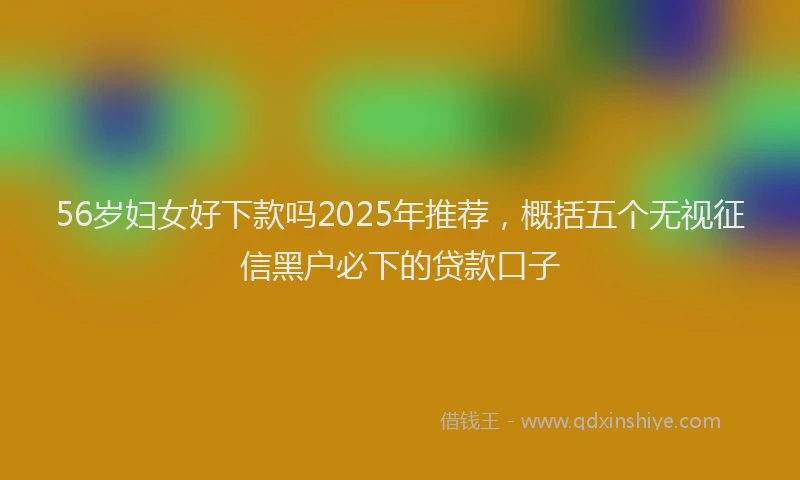 56岁妇女好下款吗2025年推荐，概括五个无视征信黑户必下的贷款口子