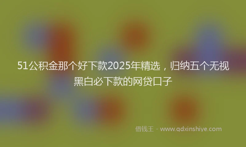 51公积金那个好下款2025年精选，归纳五个无视黑白必下款的网贷口子