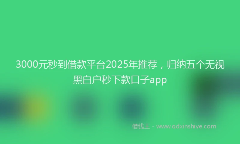 3000元秒到借款平台2025年推荐，归纳五个无视黑白户秒下款口子app