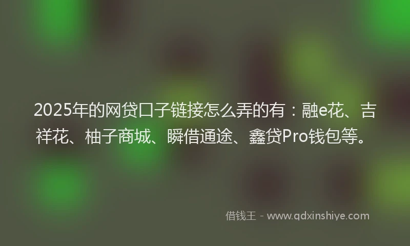 2025年的网贷口子链接怎么弄的有：融e花、吉祥花、柚子商城、瞬借通途、鑫贷Pro钱包等。