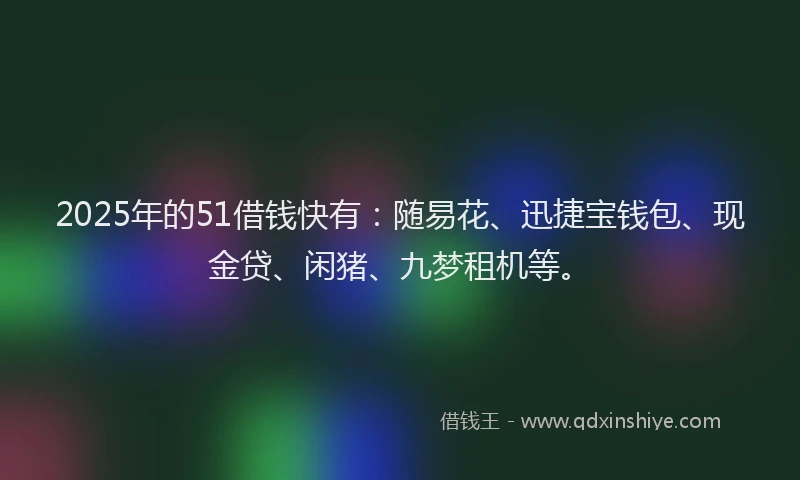 2025年的51借钱快有：随易花、迅捷宝钱包、现金贷、闲猪、九梦租机等。