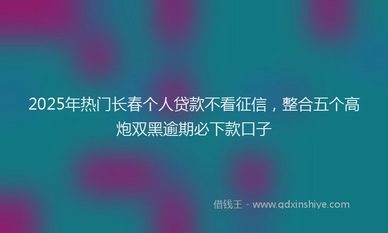 2025年热门长春个人贷款不看征信,整合五个高炮双黑逾期必下款口子