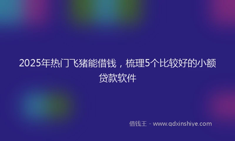 2025年热门飞猪能借钱，梳理5个比较好的小额贷款软件