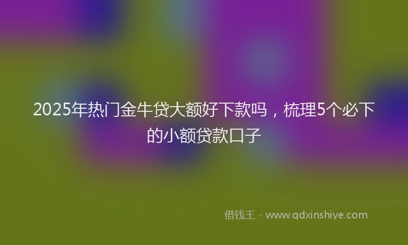 2025年热门金牛贷大额好下款吗，梳理5个必下的小额贷款口子