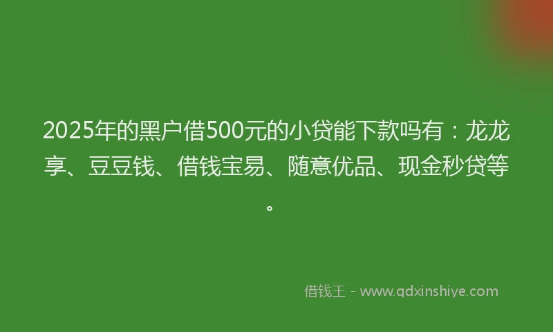 2025年的黑户借500元的小贷能下款吗有：龙龙享、豆豆钱、借钱宝易、随意优品、现金秒贷等。
