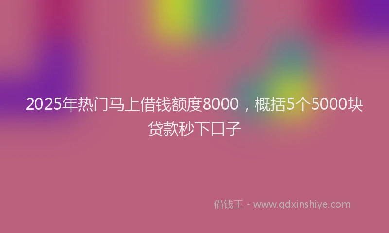 2025年热门马上借钱额度8000，概括5个5000块贷款秒下口子