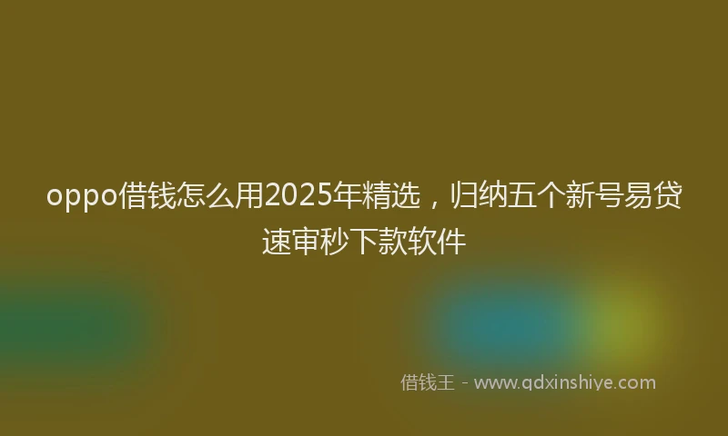 oppo借钱怎么用2025年精选，归纳五个新号易贷速审秒下款软件