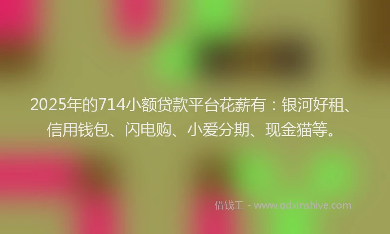2025年的714小额贷款平台花薪有：银河好租、信用钱包、闪电购、小爱分期、现金猫等。