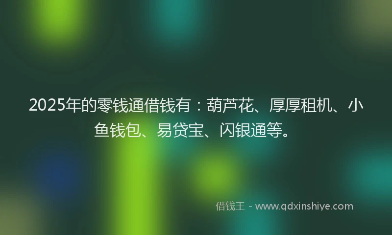 2025年的零钱通借钱有：葫芦花、厚厚租机、小鱼钱包、易贷宝、闪银通等。