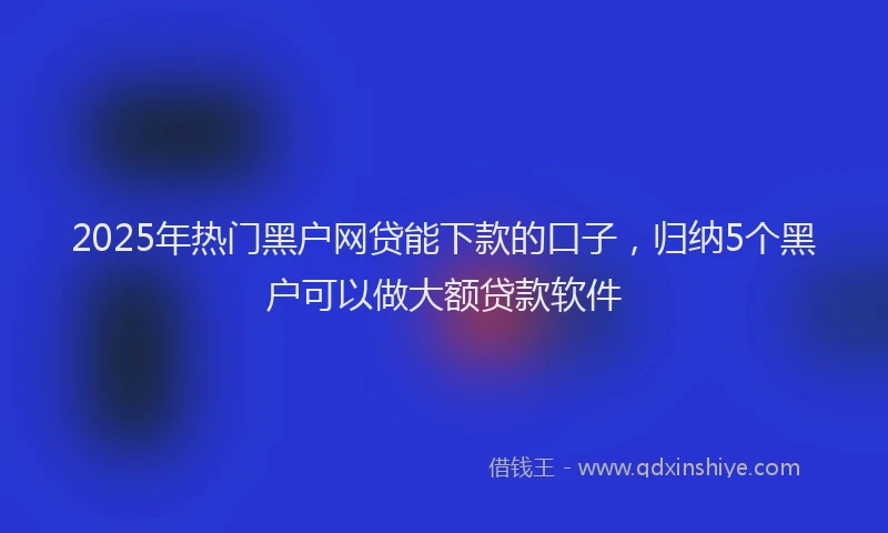 2025年热门黑户网贷能下款的口子，归纳5个黑户可以做大额贷款软件