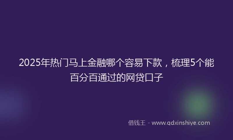 2025年热门马上金融哪个容易下款，梳理5个能百分百通过的网贷口子