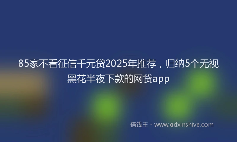 85家不看征信千元贷2025年推荐，归纳5个无视黑花半夜下款的网贷app