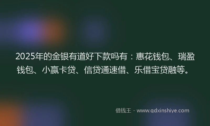 2025年的金银有道好下款吗有：惠花钱包、瑞盈钱包、小赢卡贷、信贷通速借、乐借宝贷融等。
