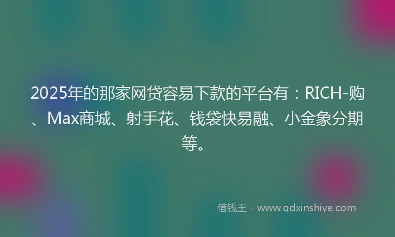 2025年的那家网贷容易下款的平台有：RICH-购、Max商城、射手花、钱袋快易融、小金象分期等。