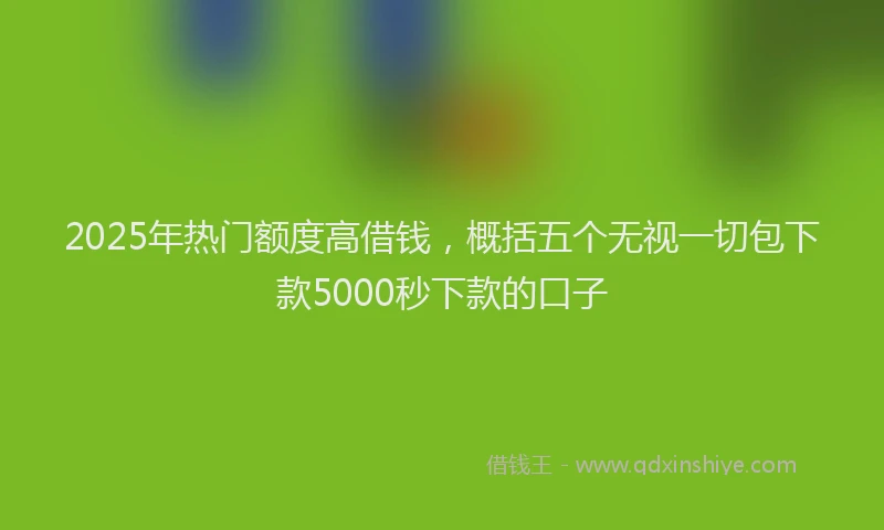 2025年热门额度高借钱，概括五个无视一切包下款5000秒下款的口子