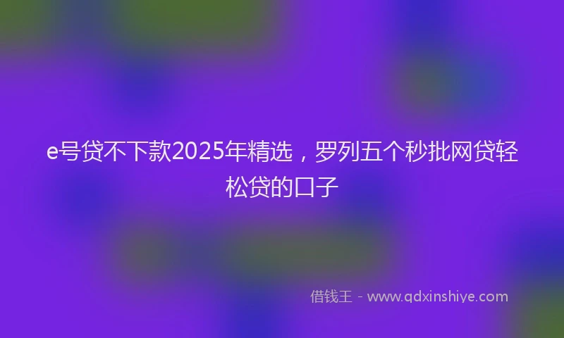 e号贷不下款2025年精选，罗列五个秒批网贷轻松贷的口子