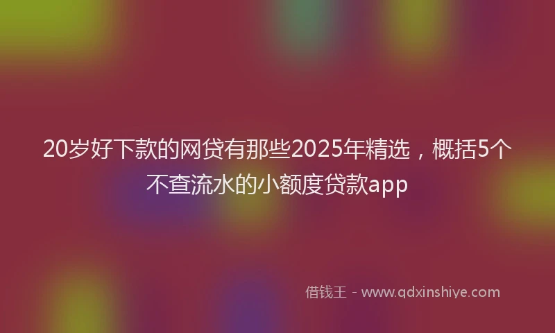 20岁好下款的网贷有那些2025年精选，概括5个不查流水的小额度贷款app
