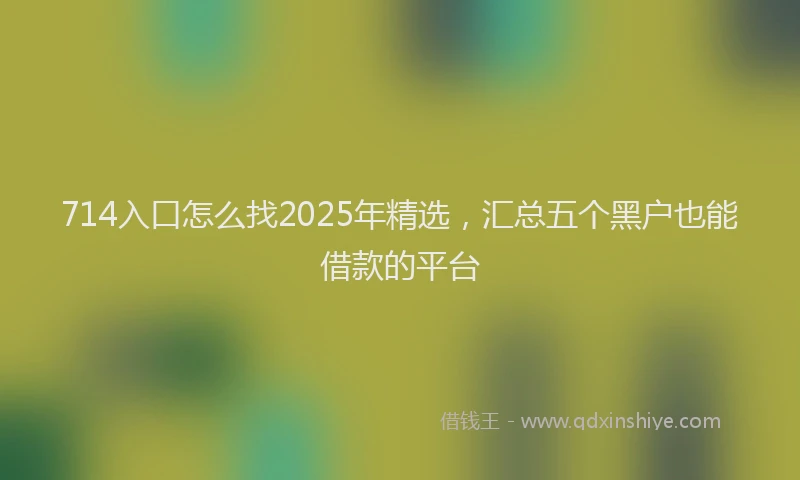 714入口怎么找2025年精选,汇总五个黑户也能借款的平台