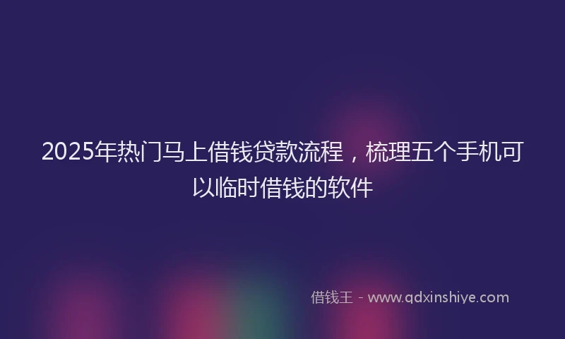 2025年热门马上借钱贷款流程，梳理五个手机可以临时借钱的软件