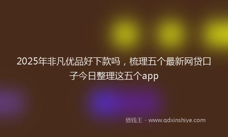 2025年非凡优品好下款吗,梳理五个最新网贷口子今日整理这五个app