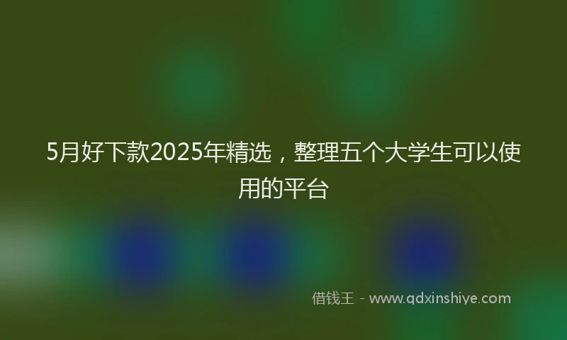 5月好下款2025年精选，整理五个大学生可以使用的平台
