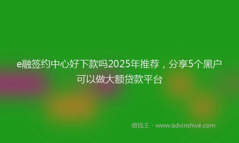 e融签约中心好下款吗2025年推荐，分享5个黑户可以做大额贷款平台