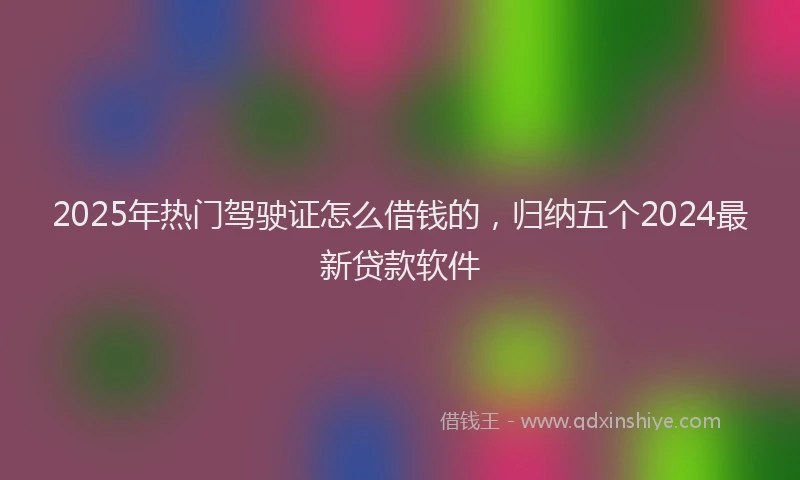 2025年热门驾驶证怎么借钱的，归纳五个2024最新贷款软件