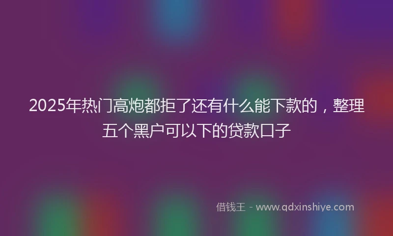 2025年热门高炮都拒了还有什么能下款的，整理五个黑户可以下的贷款口子