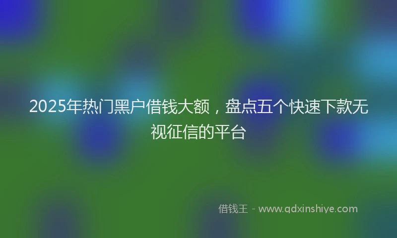 2025年热门黑户借钱大额，盘点五个快速下款无视征信的平台