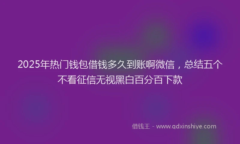 2025年热门钱包借钱多久到账啊微信，总结五个不看征信无视黑白百分百下款
