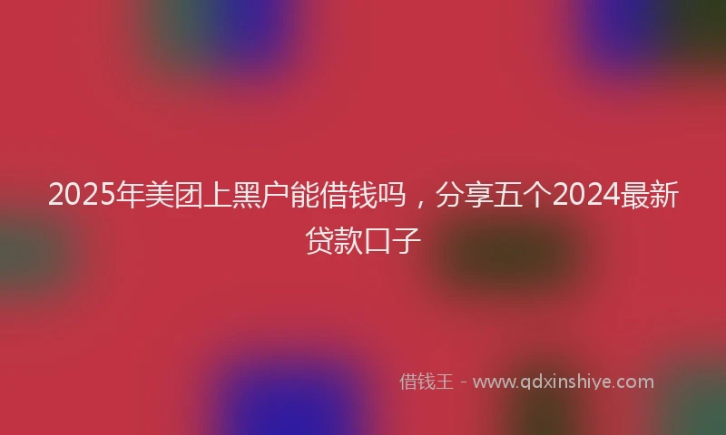 2025年美团上黑户能借钱吗，分享五个2024最新贷款口子