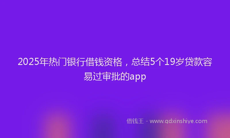 2025年热门银行借钱资格，总结5个19岁贷款容易过审批的app