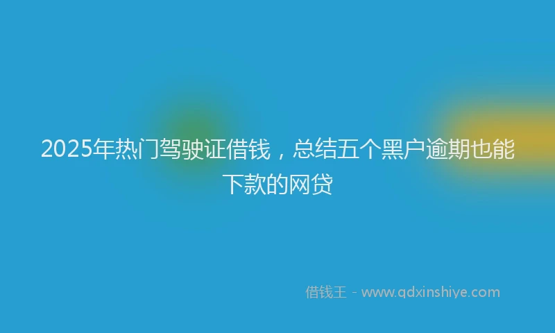 2025年热门驾驶证借钱，总结五个黑户逾期也能下款的网贷