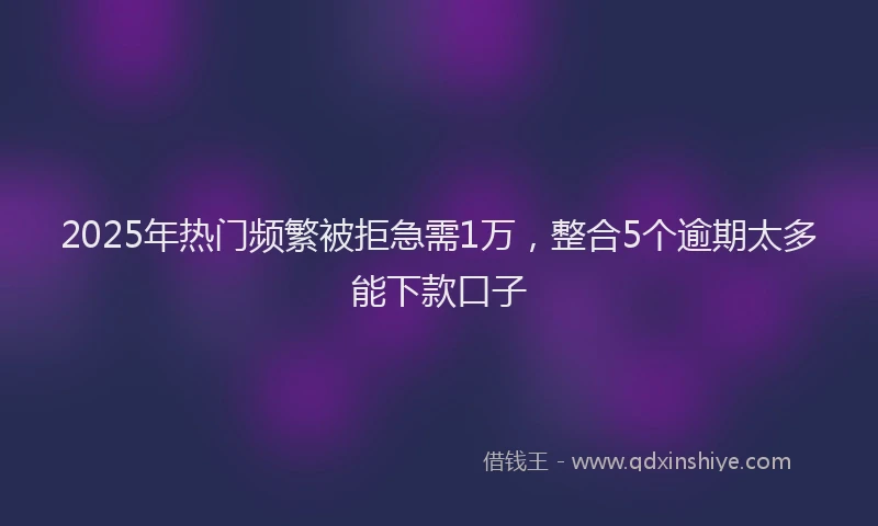 2025年热门频繁被拒急需1万，整合5个逾期太多能下款口子