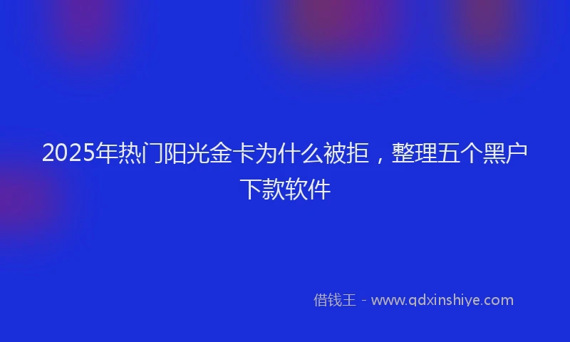 2025年热门阳光金卡为什么被拒,整理五个黑户下款软件