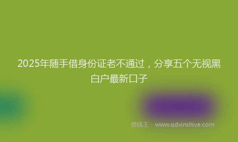 2025年随手借身份证老不通过,分享五个无视黑白户最新口子