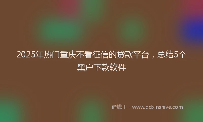2025年热门重庆不看征信的贷款平台，总结5个黑户下款软件