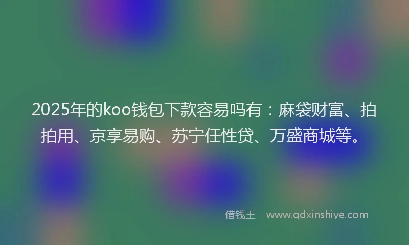 2025年的koo钱包下款容易吗有：麻袋财富、拍拍用、京享易购、苏宁任性贷、万盛商城等。