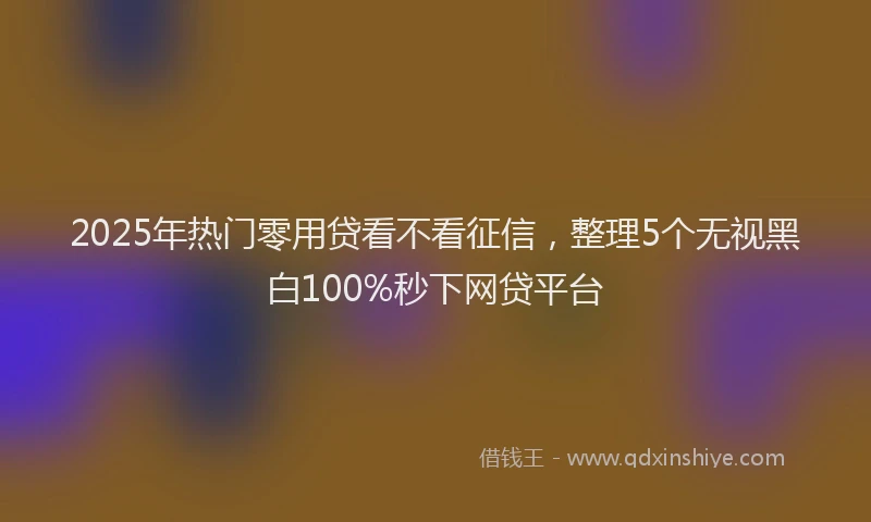 2025年热门零用贷看不看征信，整理5个无视黑白100%秒下网贷平台