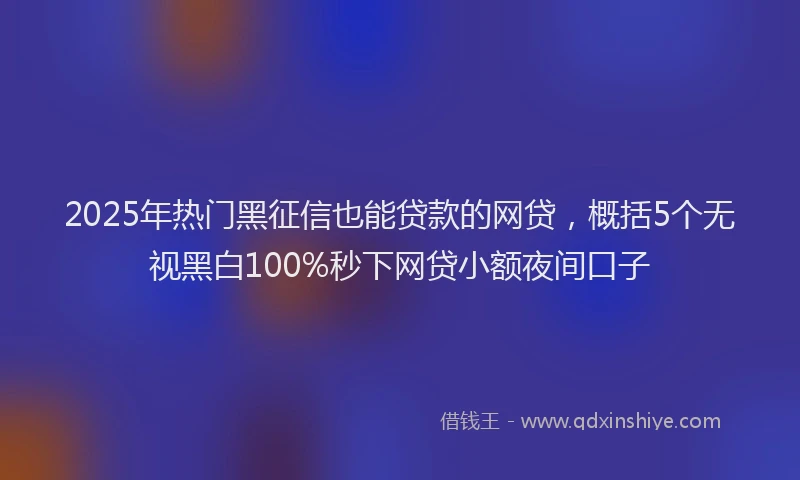 2025年热门黑征信也能贷款的网贷，概括5个无视黑白100%秒下网贷小额夜间口子