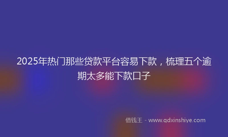 2025年热门那些贷款平台容易下款，梳理五个逾期太多能下款口子