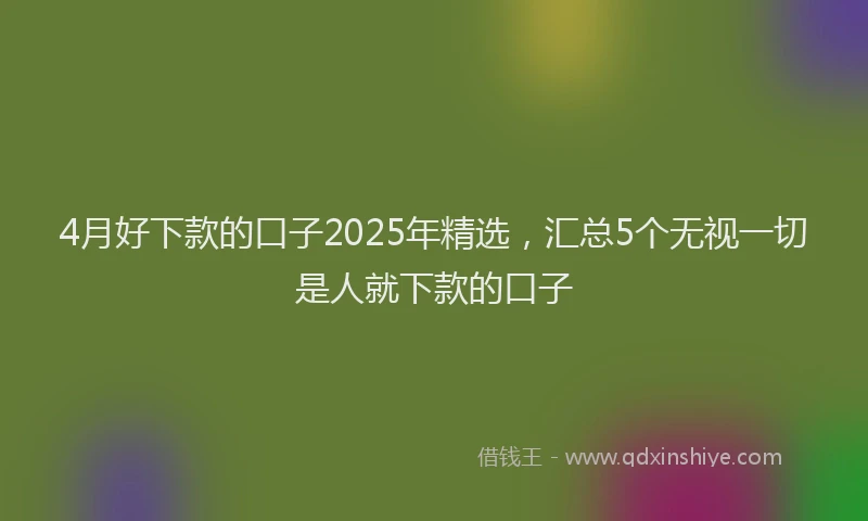 4月好下款的口子2025年精选，汇总5个无视一切是人就下款的口子