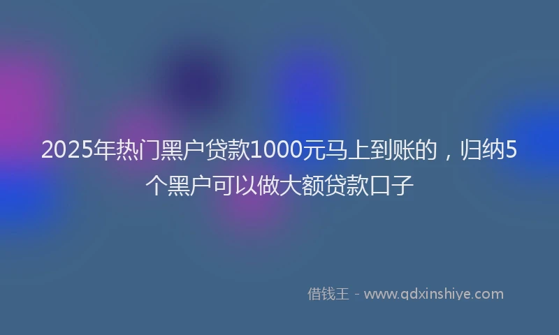2025年热门黑户贷款1000元马上到账的，归纳5个黑户可以做大额贷款口子