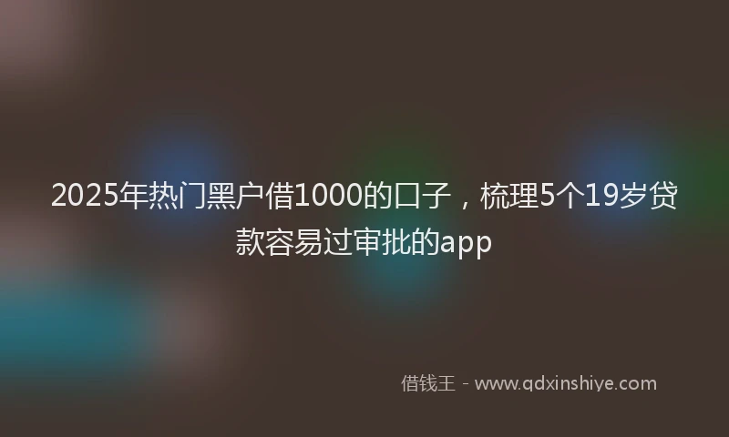 2025年热门黑户借1000的口子，梳理5个19岁贷款容易过审批的app