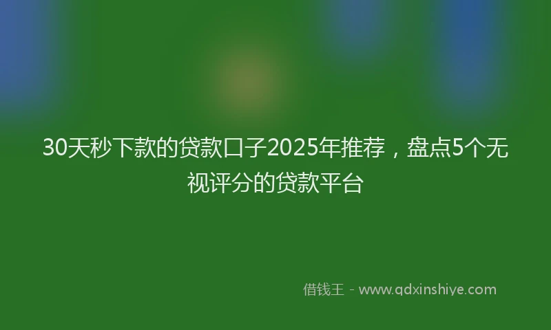 30天秒下款的贷款口子2025年推荐，盘点5个无视评分的贷款平台