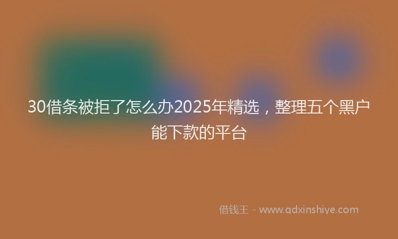 30借条被拒了怎么办2025年精选，整理五个黑户能下款的平台