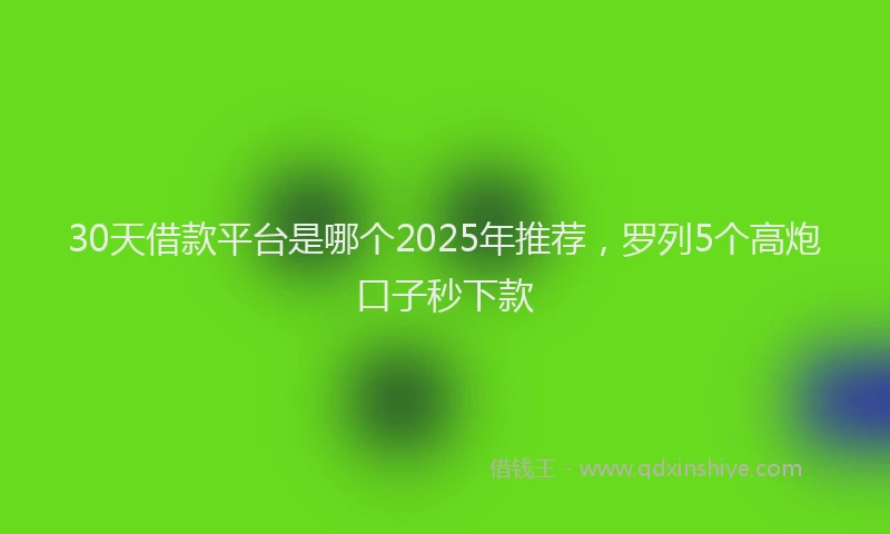 30天借款平台是哪个2025年推荐，罗列5个高炮口子秒下款
