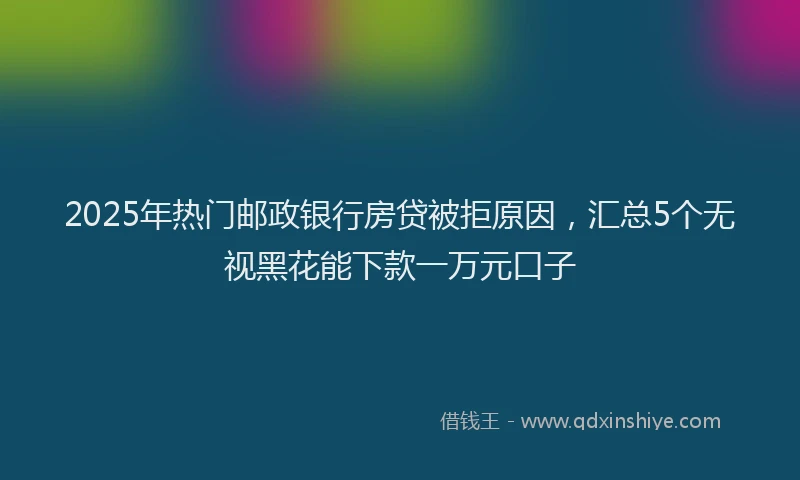 2025年热门邮政银行房贷被拒原因，汇总5个无视黑花能下款一万元口子